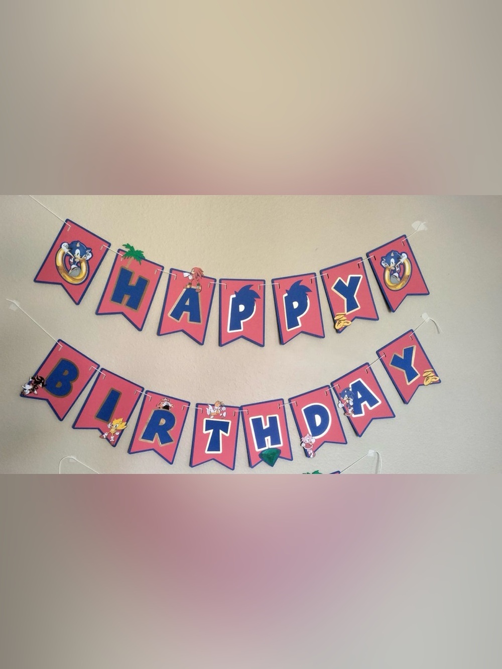 Sonic Birthday Banner Party  - Red and Blue